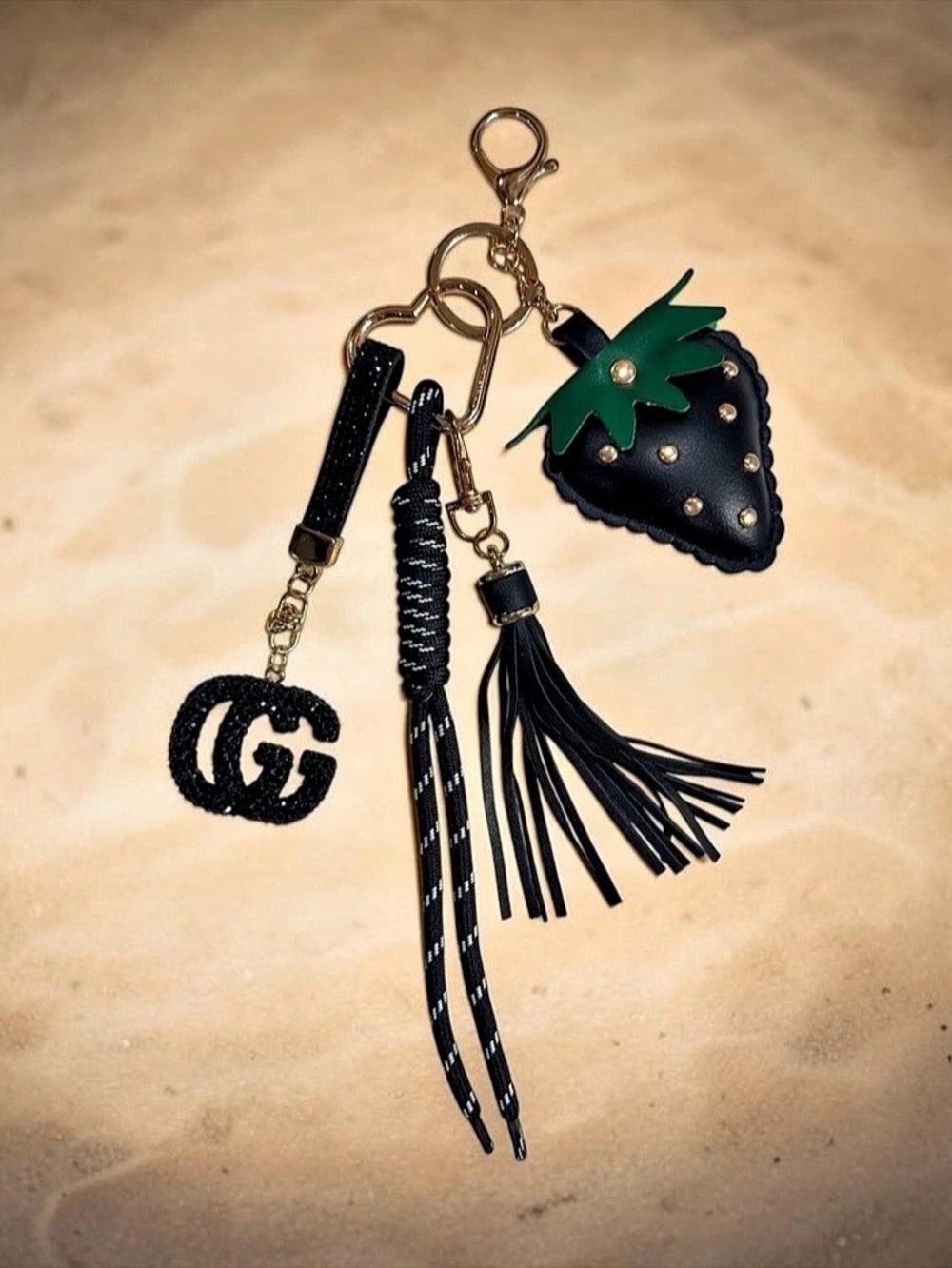 Midnight Berry Charm Collection 🖤🍓 | Tassel & Sparkle Keychain | New